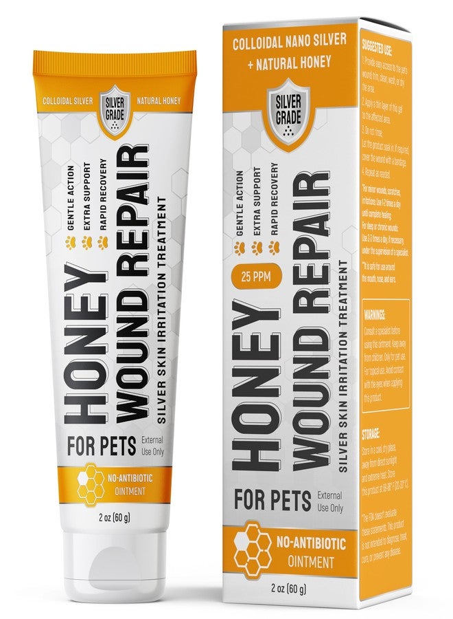 SILVER GRADE Hot Spot Treatment for Dogs & Cats - No Antibiotic Wound Ointment for Dogs - Scratches & Irritations - Honey Wound Repair Gel for Horses - Colloidal Silver - 2-Oz Tube - Image 1